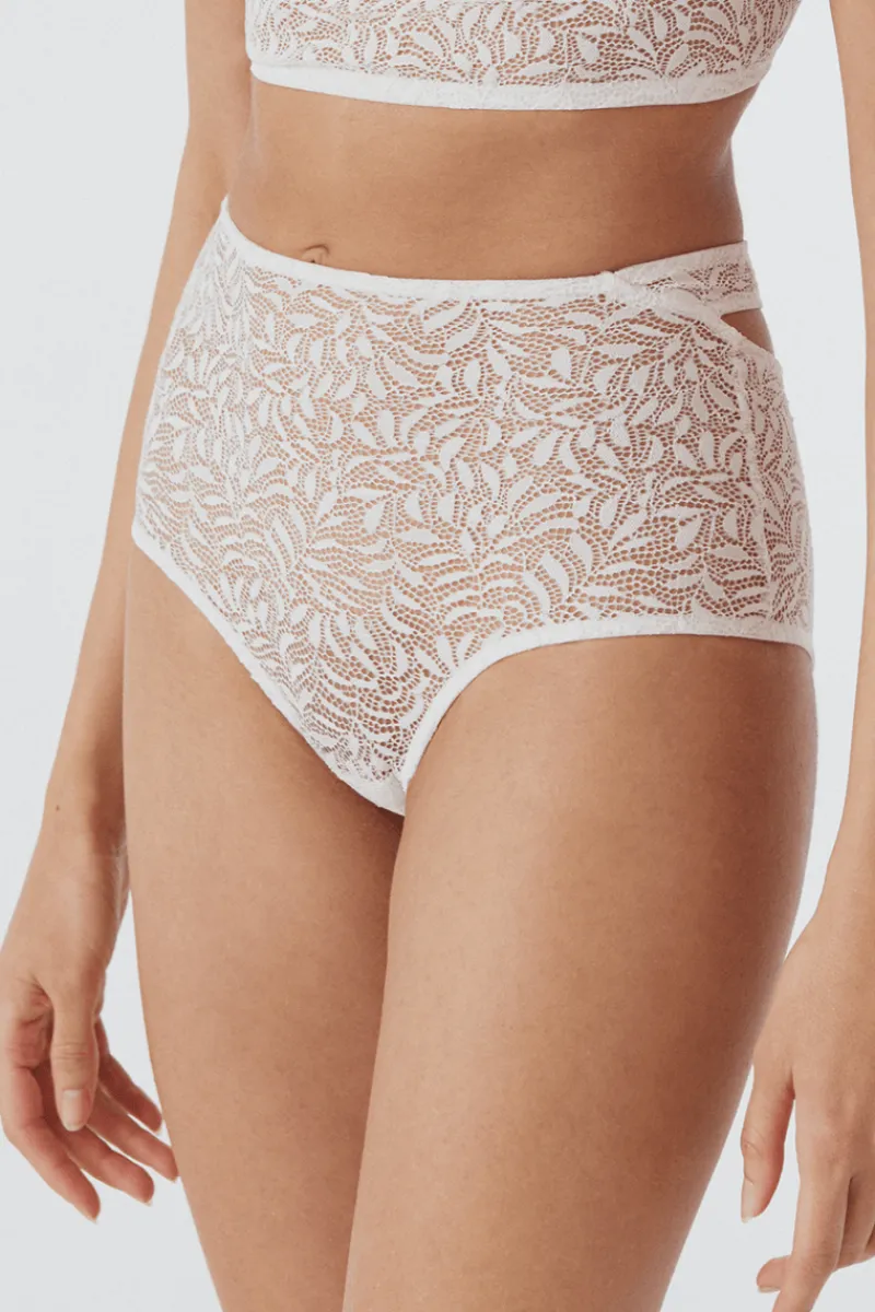 £30 And Under | Bridal & Honeymoon Lingerie>Else Acacia High Waist Cut Out Brief Off White