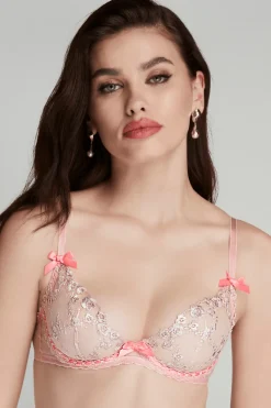 Bridal & Honeymoon Lingerie | Plunge Bras>Agent Provocateur Adelie Plunge Underwired Bra Pink