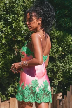 Silk Nightwear | Nighties, Babydolls & Chemises>Marjolaine Apolline Silk Nightie ApollinePink/Mint
