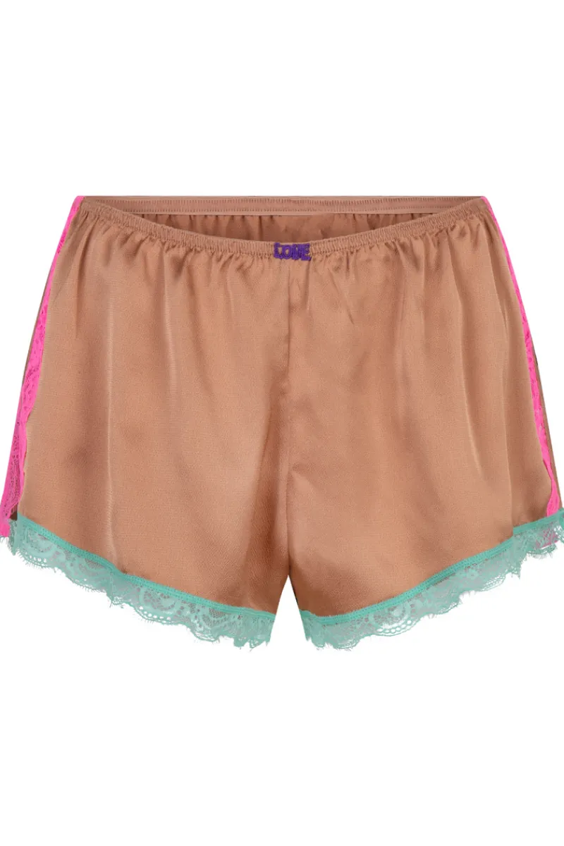 Pyjama Pants & Shorts | Ready To Wear>Love Stories Apollo Satin Pyjama Shorts Brown, Size XS (UK 6)