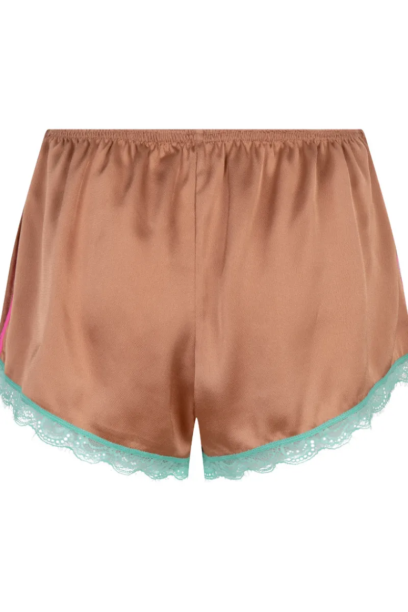 Pyjama Pants & Shorts | Ready To Wear>Love Stories Apollo Satin Pyjama Shorts Brown, Size XS (UK 6)