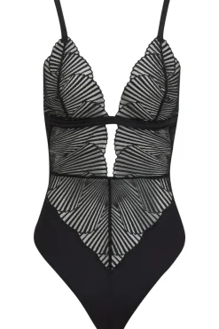 Bodysuits & Playsuits>Coco de Mer Athena Brazilian Bodysuit Black