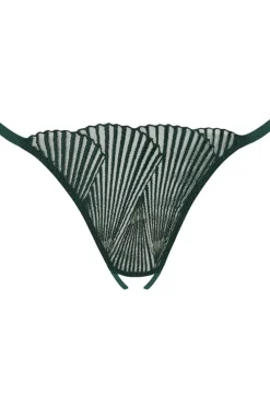 Crotchless Lingerie | Sheer Lingerie>Coco de Mer Athena Open Thong Green