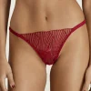 Red Lingerie | Crotchless Lingerie>Coco de Mer Athena Open Thong Red, Size L (UK 12-14)