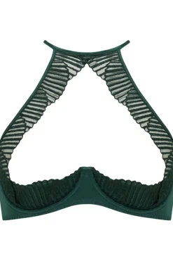 Cupless & 1/4 Cup Bras | Underwired Bras>Coco de Mer Athena Quarter Cup Bra Green, Size S (UK 8-10)