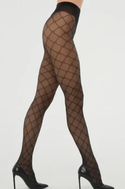 Black Tights | Patterned Tights>Wolford Aurora Love Tights Black
