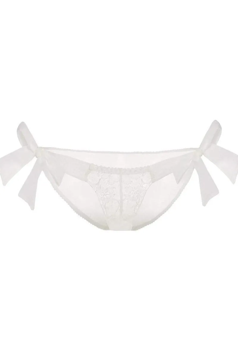 Bridal & Honeymoon Lingerie | Briefs>Gilda u0026 Pearl Ava Tie Side Brief in Ivory, Size M-L (UK 12-14)