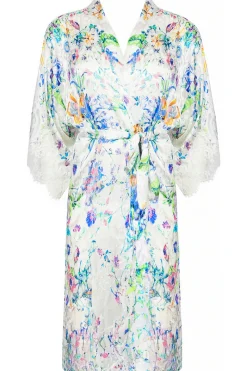 Kimonos & Robes | Silk Nightwear>Lise Charmel Baisers Legers Mid-Length Robe, Size S (UK 10) BleusLegers