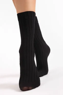 £30 And Under | Sheer Lingerie>FiORE Basico Striped Socks 40 Denier in Black