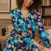 Pyjama Tops | £30 And Under>Cyberjammies Bea Floral Print Long Sleeve Pyjama Top, Size UK 8 DarkBlueMix