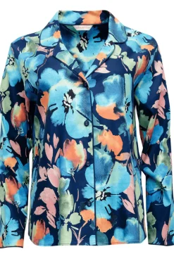 Pyjama Tops | £30 And Under>Cyberjammies Bea Floral Print Long Sleeve Pyjama Top, Size UK 8 DarkBlueMix