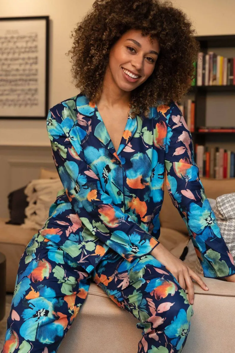 Pyjama Pants & Shorts | £30 And Under>Cyberjammies Bea Floral Print Pyjama Pants DarkBlueMix