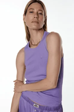 Pyjama Tops | £30 And Under>Love Stories Bella Ribbed Tank Top Purple
