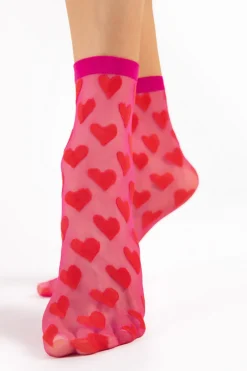 Red Lingerie | £30 And Under>FiORE Beso Heart Socks 20 Denier