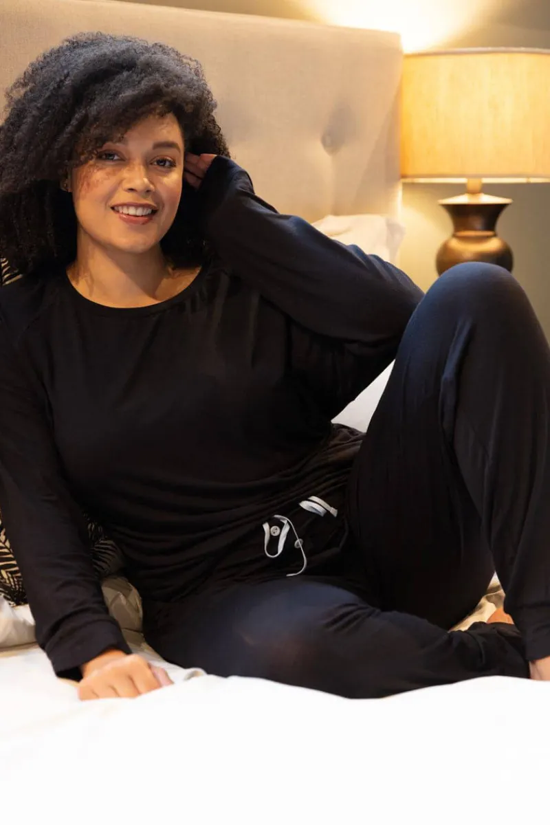 Pyjama Pants & Shorts | £30 And Under>Cyberjammies Beth Black Jersey Pants, Size UK 8