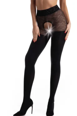 Patterned Tights | Crotchless Tights>Amour Black Diamond Open Crotch Tights 60/30 Denier