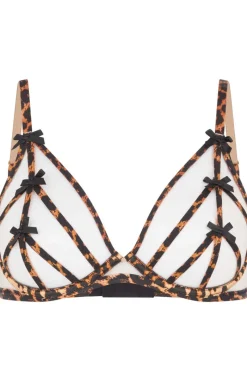 Underwired Bras | Plunge Bras>Agent Provocateur Blair Plunge Underwired Bra, Size UK 32D Black/Leopard