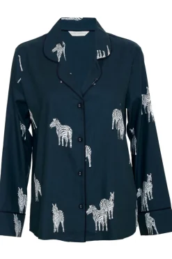 Pyjama Tops | £30 And Under>Cyberjammies Blake Zebra Print Pyjama Top, Size UK 8 DarkGreen