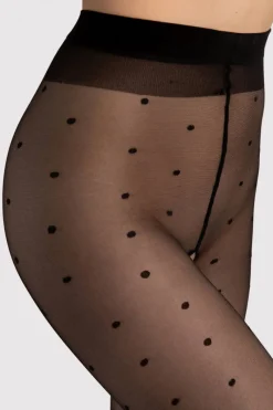 Black Tights | Patterned Tights>FiORE Bold Dream Crotchless Polka Dot Tights