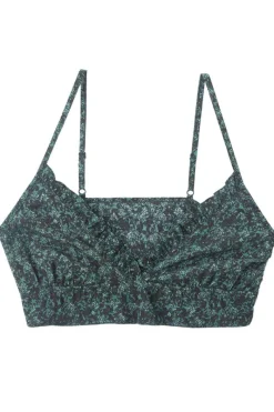 Silk Nightwear | Wireless Bras>Else Botanist Silk Cropped Ruffled Bralette Cedar/Black