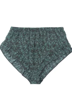 Silk Nightwear | Shorties>Else Botanist Silk Ruffled Shorts, Size S (UK 8-10) Cedar/Black