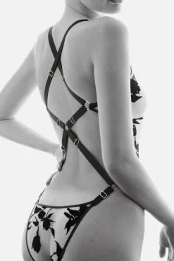 Luxury French Lingerie | Sexy Lingerie>Aubade Boîte à Désir Belle de Nuit Bodysuit Nude/Black