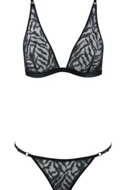 2 Piece Lingerie Sets | Lingerie Sets>Aubade Boîte à Désir Moonlight Shadow Triangle Bra & Brief Black/Silver