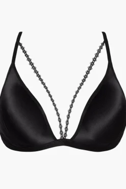 Sexy Lingerie | Luxury French Lingerie>Aubade Boîte à Désir Sweet Addiction Satin Triangle Bra Black