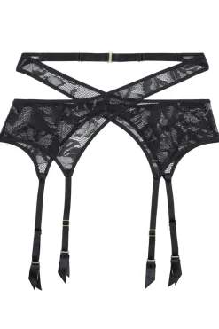 Sexy Lingerie | Luxury French Lingerie>Aubade Boîte à Désir Twist and Love Lace Suspender Harness Black