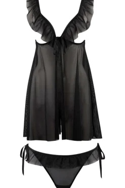 Nighties, Babydolls & Chemises | 2 Piece Lingerie Sets>Aubade Boîte à Désir Untie Me Babydoll & Thong Black