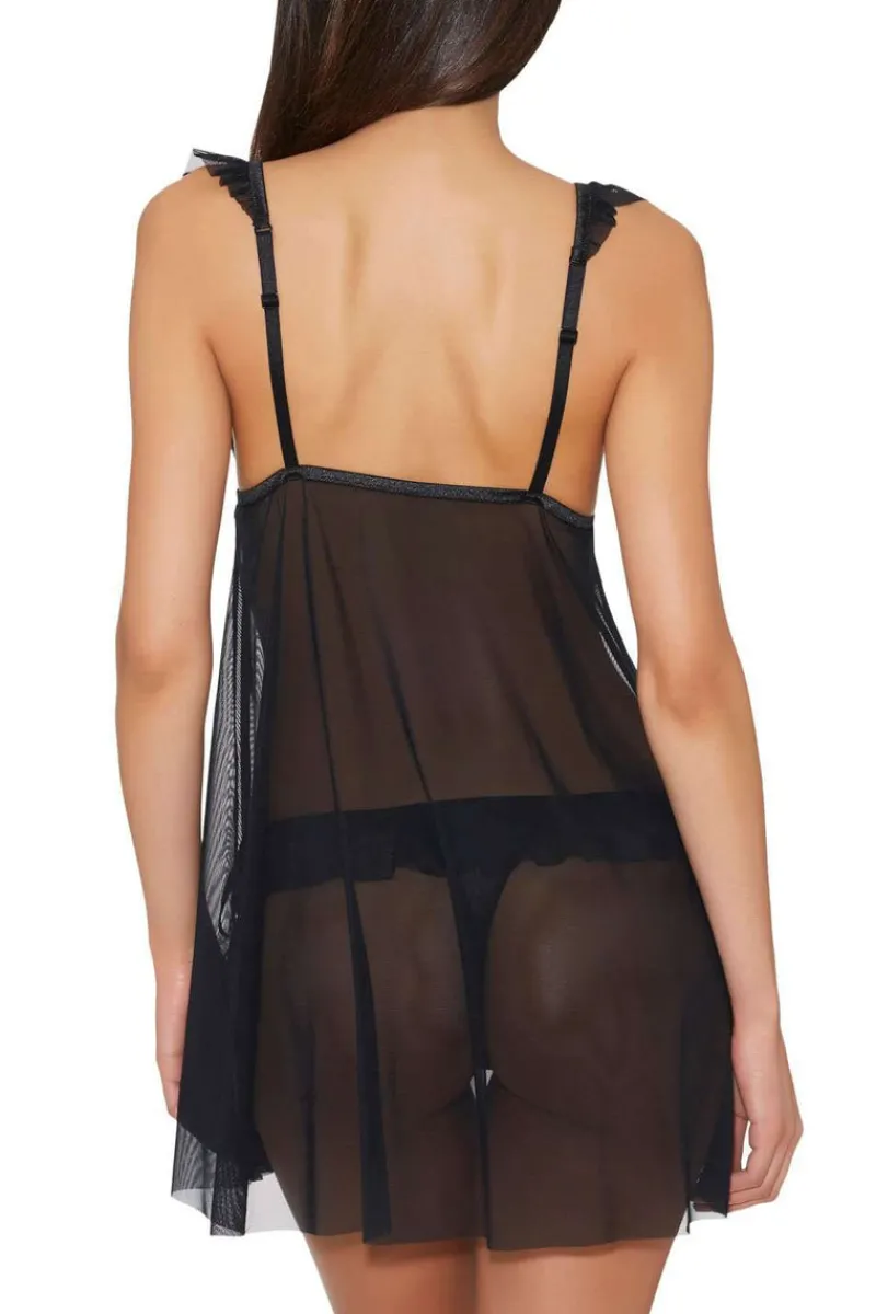 Nighties, Babydolls & Chemises | 2 Piece Lingerie Sets>Aubade Boîte à Désir Untie Me Babydoll & Thong Black