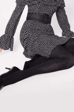Black Tights | Patterned Tights>FiORE Buona Sera Tights 40 Denier Black/White