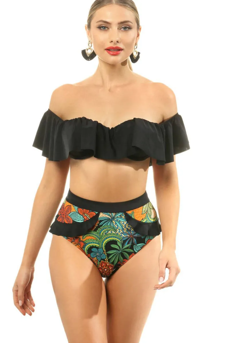 Underwired Bras>Jolidon Cabo Bandeau Bikini Top & Bottom, Size M (UK 10, B Cup) Black
