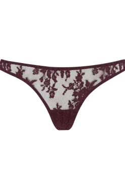 Crotchless Lingerie | Thongs & G-strings>Coco de Mer Camellia Thong, Size L (UK 12-14) Brown