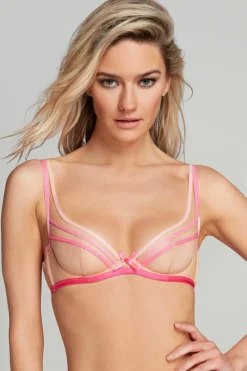 Plunge Bras | Underwired Bras>Agent Provocateur Candie Plunge Underwired Bra, Size 32D Pink/Sand