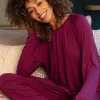 Pyjama Tops | £30 And Under>Cyberjammies Carina Long Sleeve Slouch Jersey Top Magenta, Size UK 8