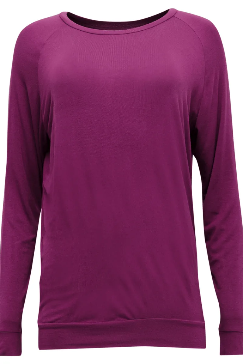 Pyjama Tops | £30 And Under>Cyberjammies Carina Long Sleeve Slouch Jersey Top Magenta, Size UK 8