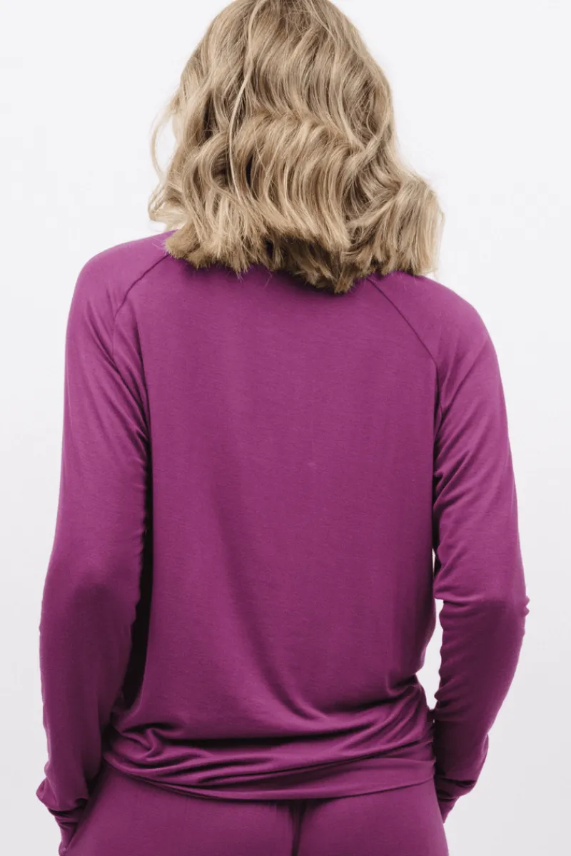 Pyjama Tops | £30 And Under>Cyberjammies Carina Long Sleeve Slouch Jersey Top Magenta, Size UK 8