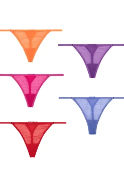 Red Lingerie | Thongs & G-strings>Love Stories Carole 5 Pack Weekday Thongs Multi