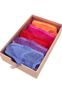 Red Lingerie | Thongs & G-strings>Love Stories Carole 5 Pack Weekday Thongs Multi