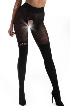 Black Tights | Patterned Tights>Amour Cat Girl Open Crotch Tights 50/30 Denier Black