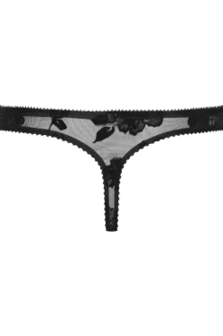 Sexy Lingerie | Luxury French Lingerie>Cadolle Cathy Flocked Mesh Thong Black