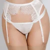 Bridal & Honeymoon Lingerie | Sheer Lingerie>E.L.F Zhou Chantilly Vanille Suspender Belt, Size S (UK 8) Ivory