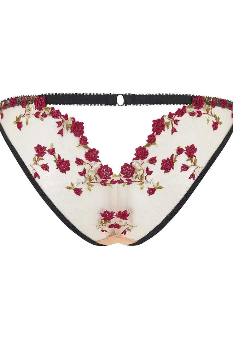 Red Lingerie | Crotchless & Open Knickers>Edge o' Beyond Charlotte en Rouge Brilliant Brief RedRose