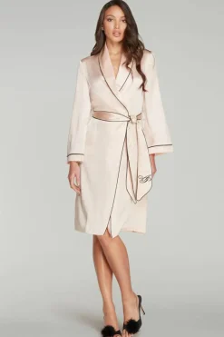 Silk Nightwear | Kimonos & Robes>Agent Provocateur Classic Silk Dressing Gown Pink
