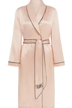 Silk Nightwear | Kimonos & Robes>Agent Provocateur Classic Silk Dressing Gown Pink