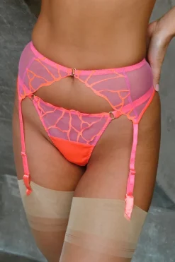 Suspender Belts | Suspender Belts>Fleur of England Cleo Suspender Belt BrightCoral