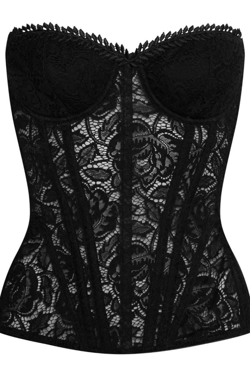 Sexy Lingerie | Luxury French Lingerie>Cadolle Cleves Mezzo Lace Corset Black