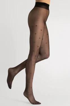 Black Tights | Patterned Tights>FiORE Confetti Lurex Dot Tights 20 Denier Black/Gold