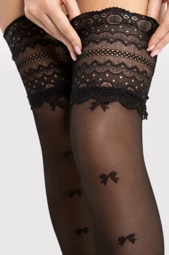 Sheer Hold Ups | Black Hold Ups>FiORE Coquette Hold Ups 15 Denier Black